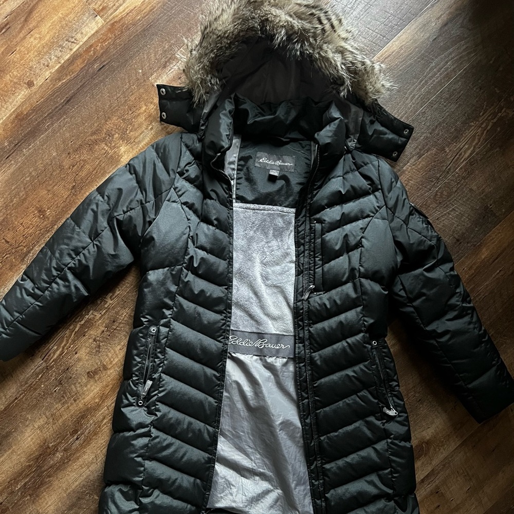 Eddie Bauer sunvalley down parka jacket large petite LP